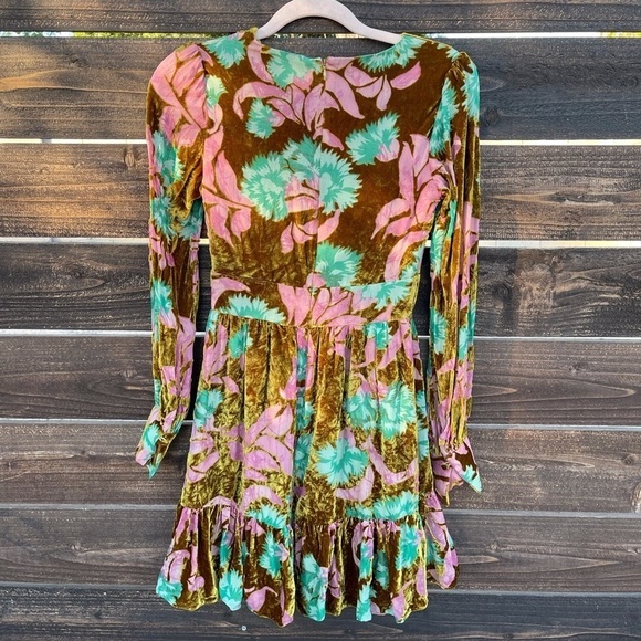 Saloni Pia Velvet Devore Dress Paradise Azalea - Picture 6 of 7